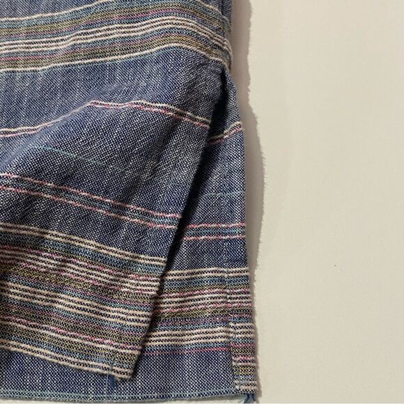 Talbots Striped Cotton Crochet Split Neck Embroidered Shift Dress With Pockets - Picture 12 of 16